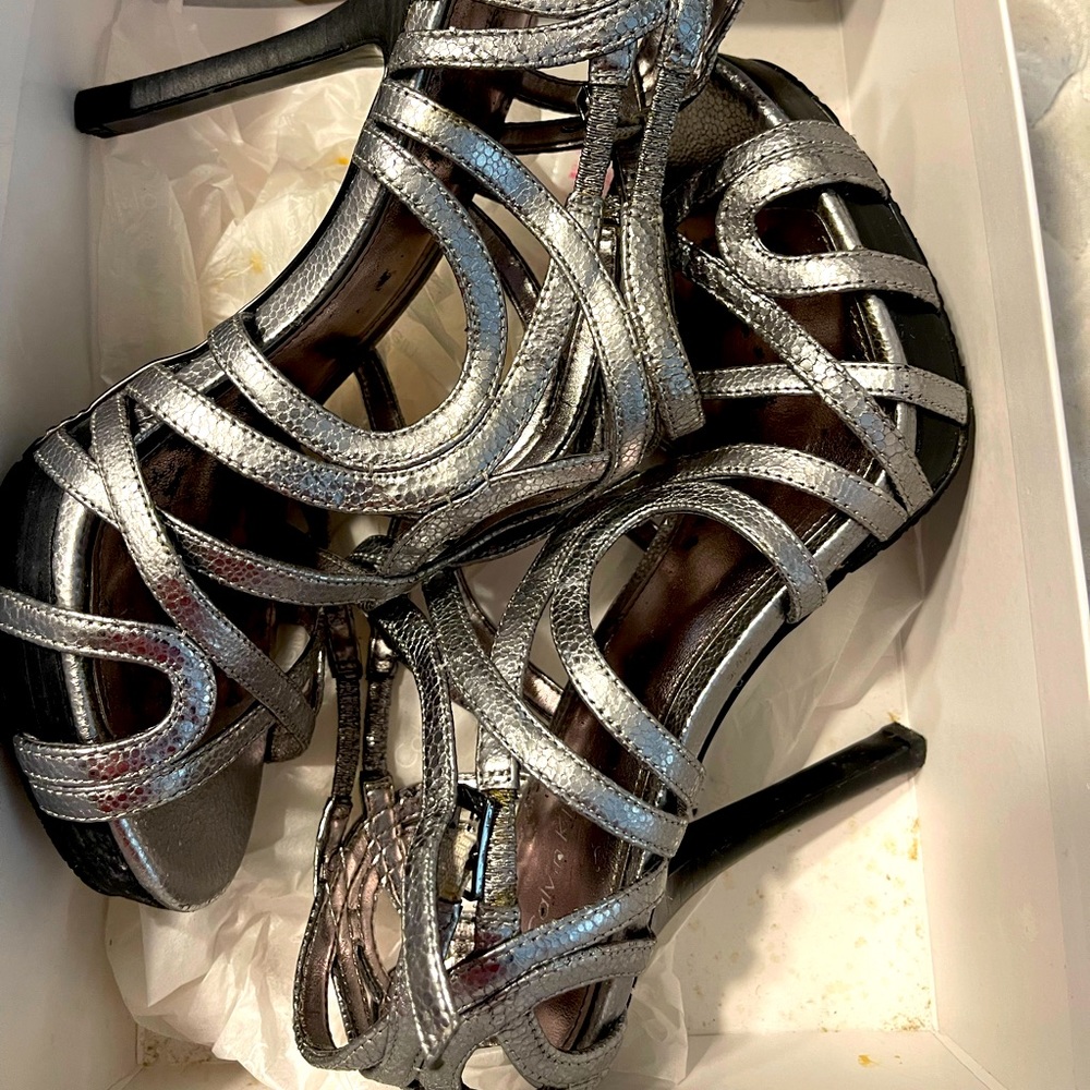 Calvin Klein silver heels